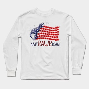 Amerawrican T-rex American Flag July 4th Long Sleeve T-Shirt